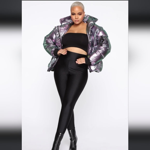 Fashion Nova Puffer Cold Streets Irridescent Color Shift 3X Hooded - Picture 4 of 9